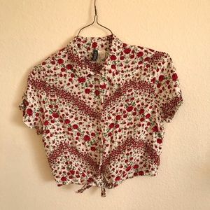 Flower print button up shirt